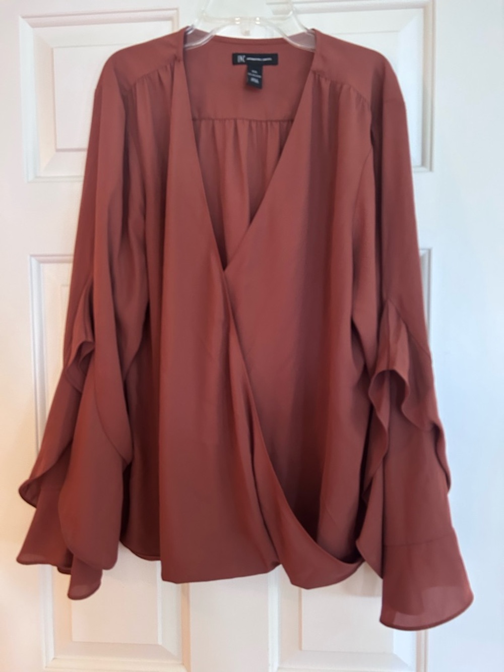 INC International Concepts Rust Wrap-Style Blouse XXL